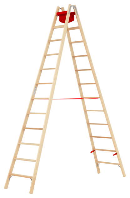 Hymer Holz - Stufenstehleiter 71499, beidseitig begehbar - Topleiter