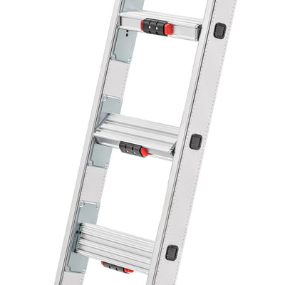 S110 Pro Sprossen - Schiebeleiter mit 3 Dreh - Stufen 2 x 12 Sprossen - Topleiter